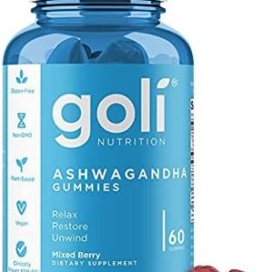 ASHWA Vitamin Gummy by Goli Nutrition - Ashwagandha Gummies - Relax. Restore. Unwind. (Mixed Berry, KSM-66, Vegan, Plant Based, Non-GMO, Gluten-Free & Gelatin Free - 60 Count)