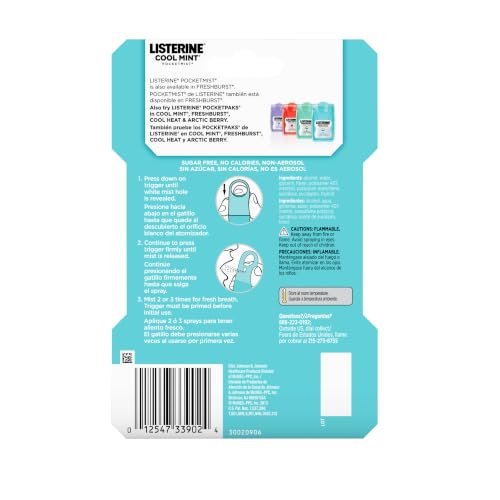 Listerine Pocketmist Oral Care Mist, Cool Mint, 0.26 fl. oz/7.7 mL x 2 - Image 16