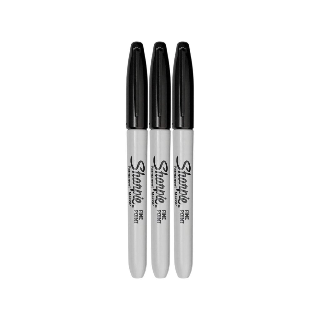 Sharpie Permanent Marker, Fine Point, Black, 1 Count (Pack of 3)