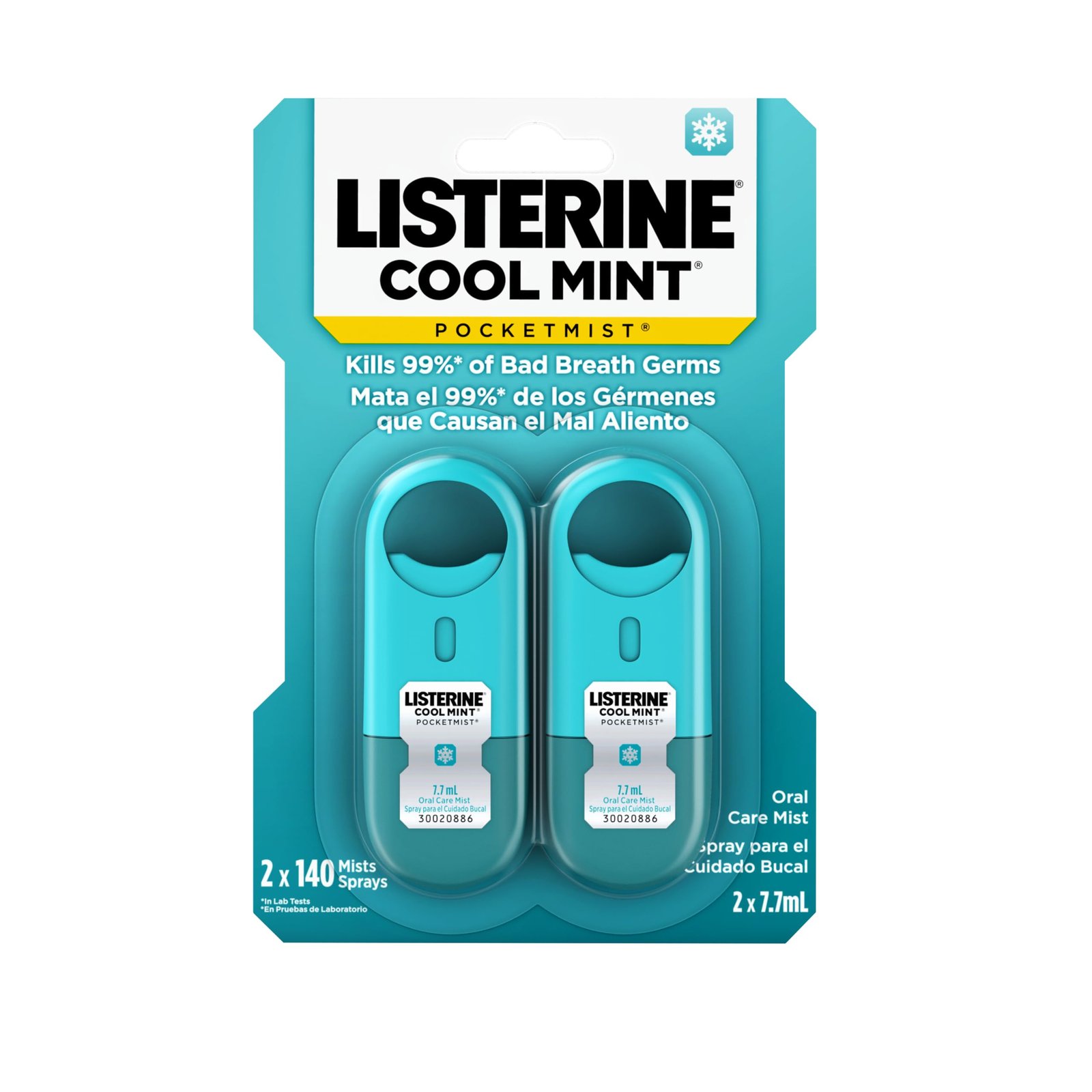 Listerine Pocketmist Oral Care Mist, Cool Mint, 0.26 fl. oz/7.7 mL x 2