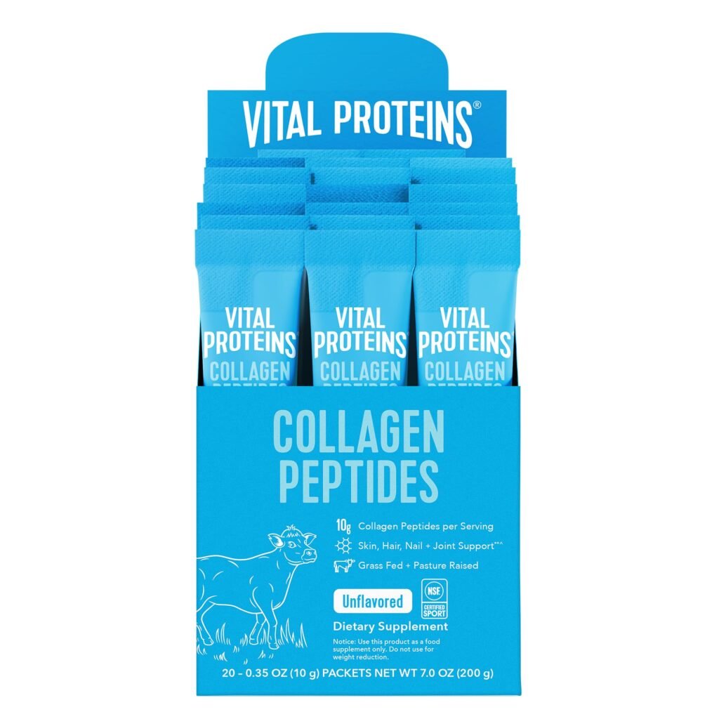 Vital Proteins Collagen Peptides Powder, Unflavored Stick Packs, 20 Count
