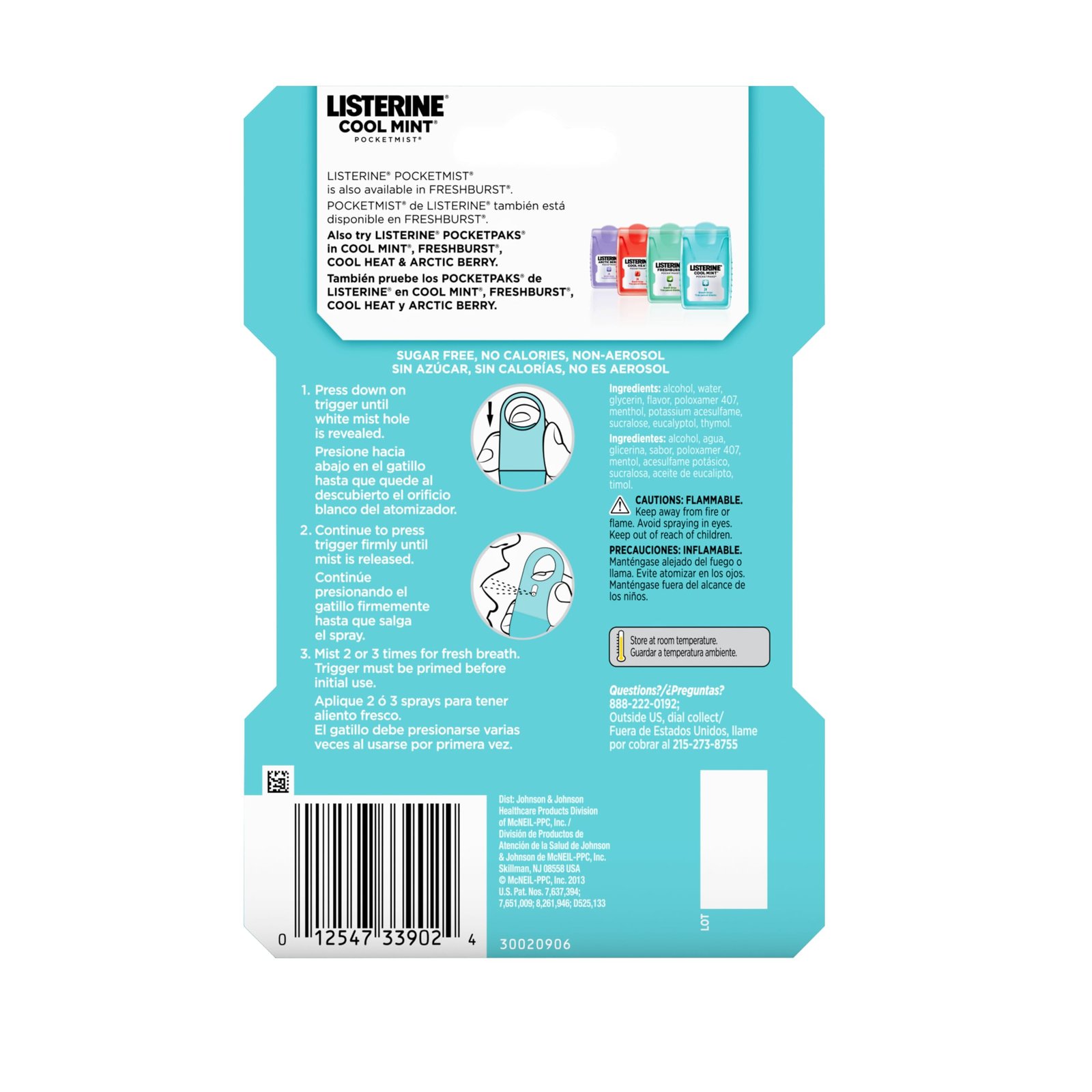 Listerine Pocketmist Oral Care Mist, Cool Mint, 0.26 fl. oz/7.7 mL x 2 - Image 15